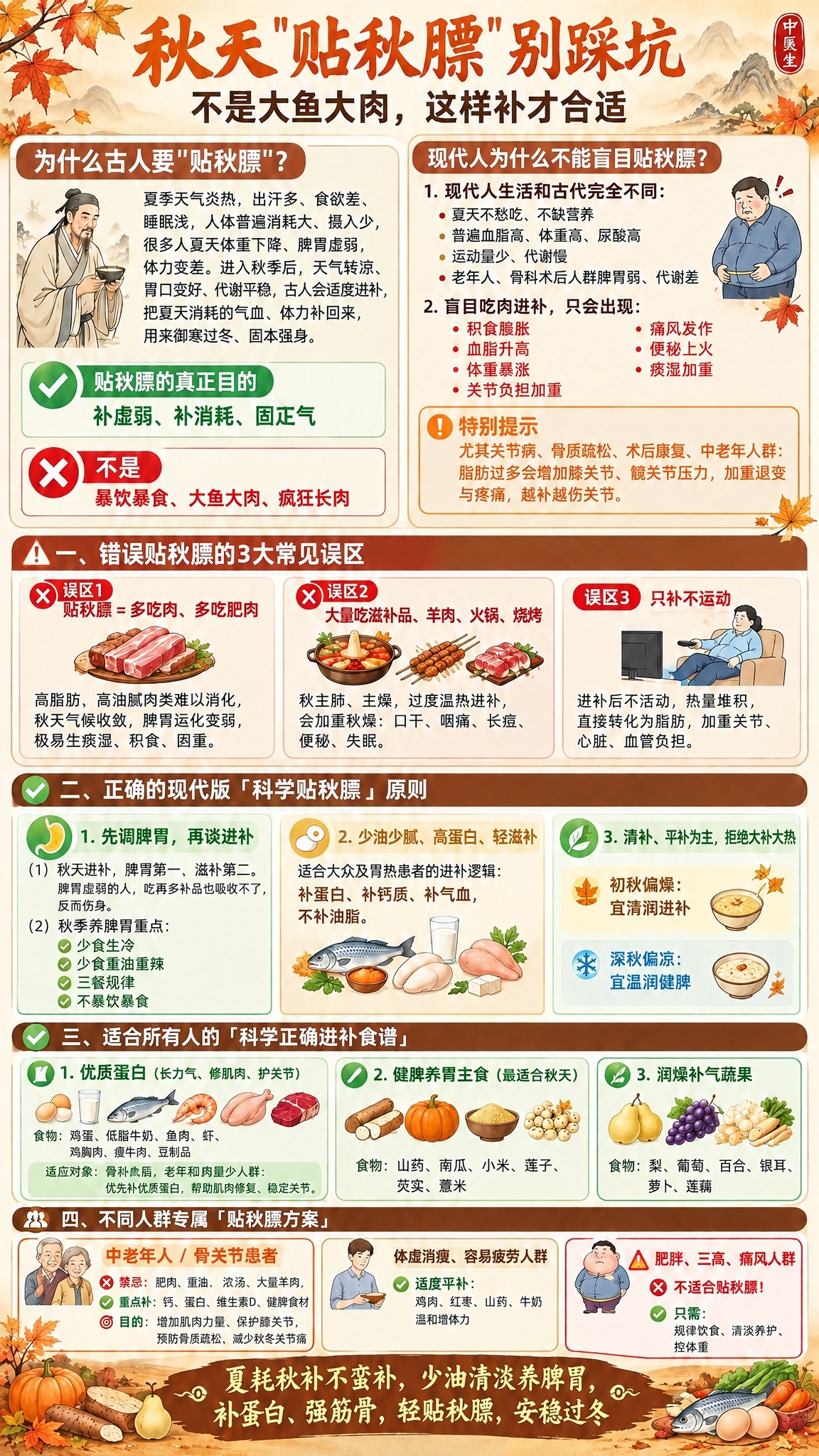 将海报中「健脾养胃主食（最适合秋天）」板块的文字修改为：食物：… - 图片创意预览