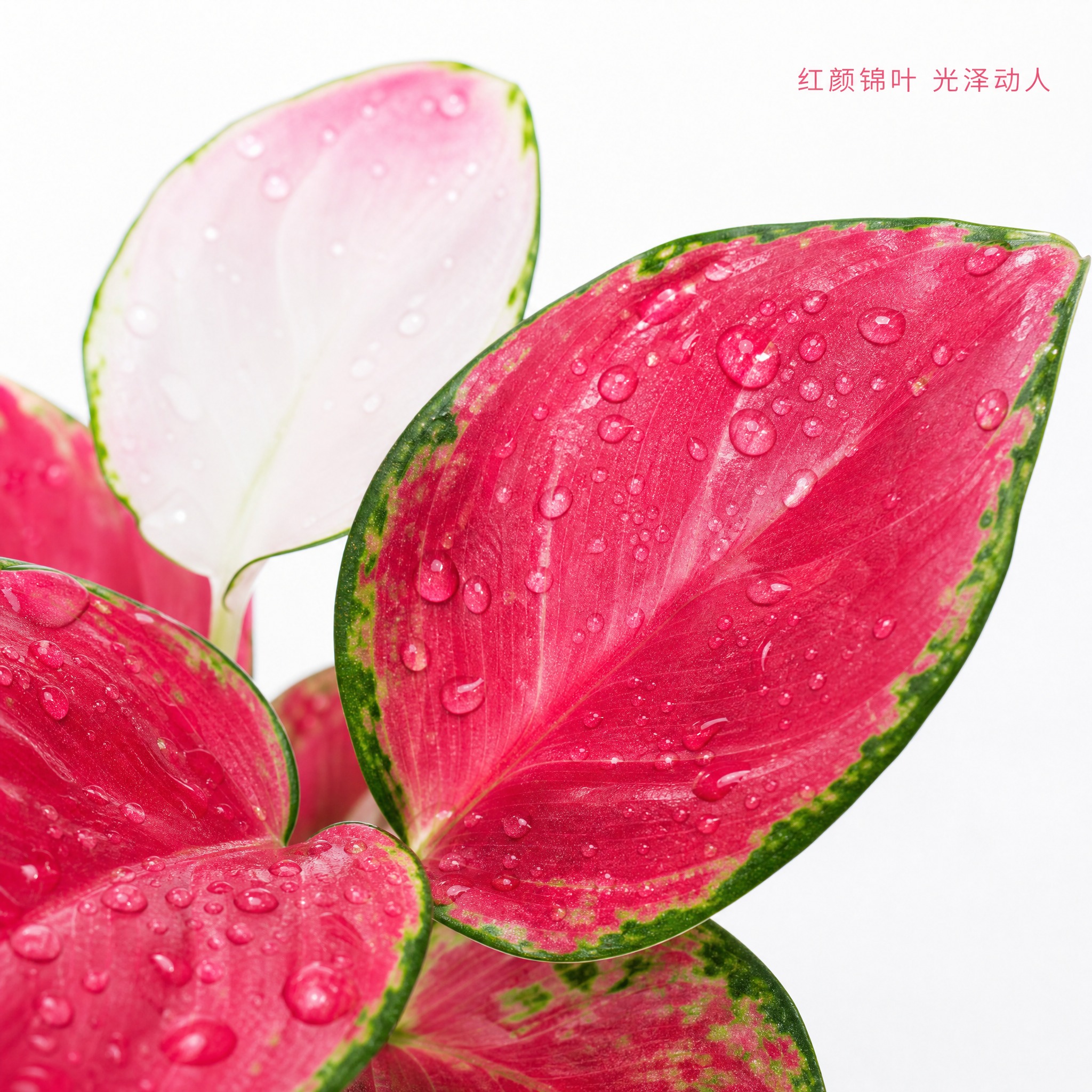 [主图-4] 红宝石粗肋草叶片细节特写主图，突出红色锦斑与高级… - 图片创意预览
