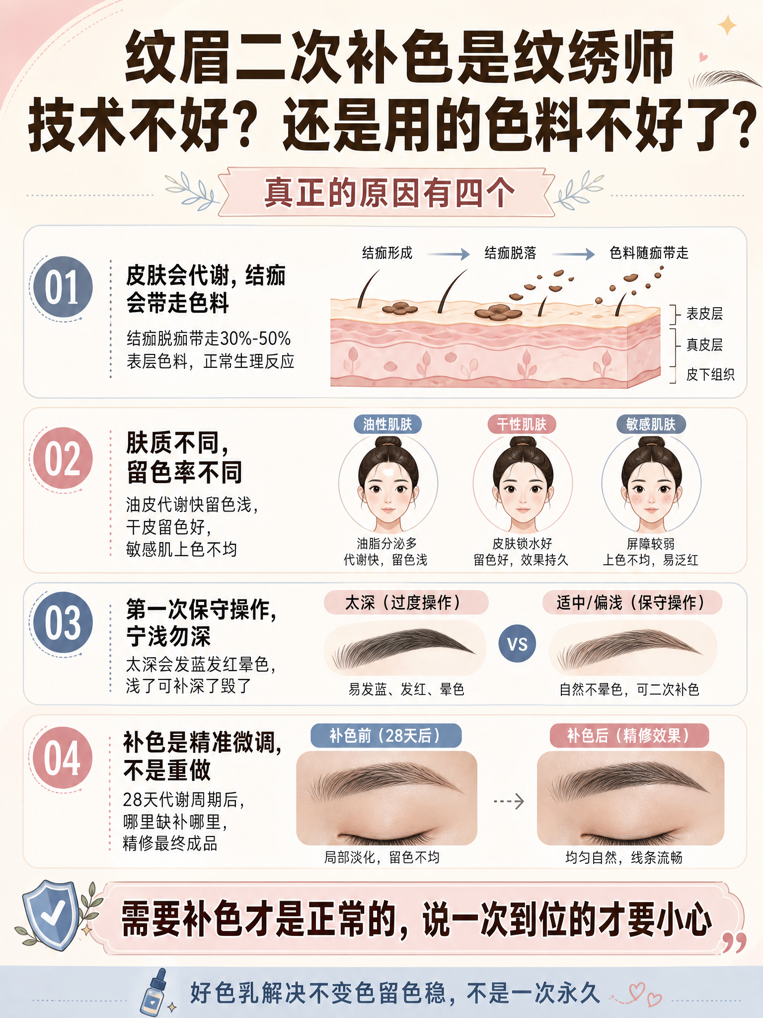 小红书科普海报，3:4竖版比例，纹眉补色科普主题，专业科普风格… - 图片创意预览
