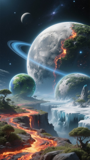 帮我生成20张关于月亮或者星球的图片预览效果