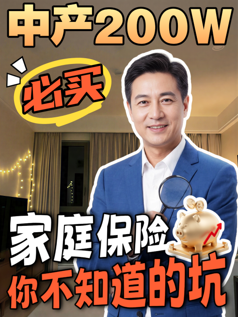 家庭保险避坑攻略吸睛大字风小红书封面图预览效果