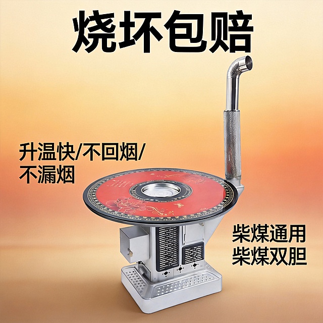 根据这三张图重新设计一个气化炉的商品主图不要logo，以第四个图的气化炉为主