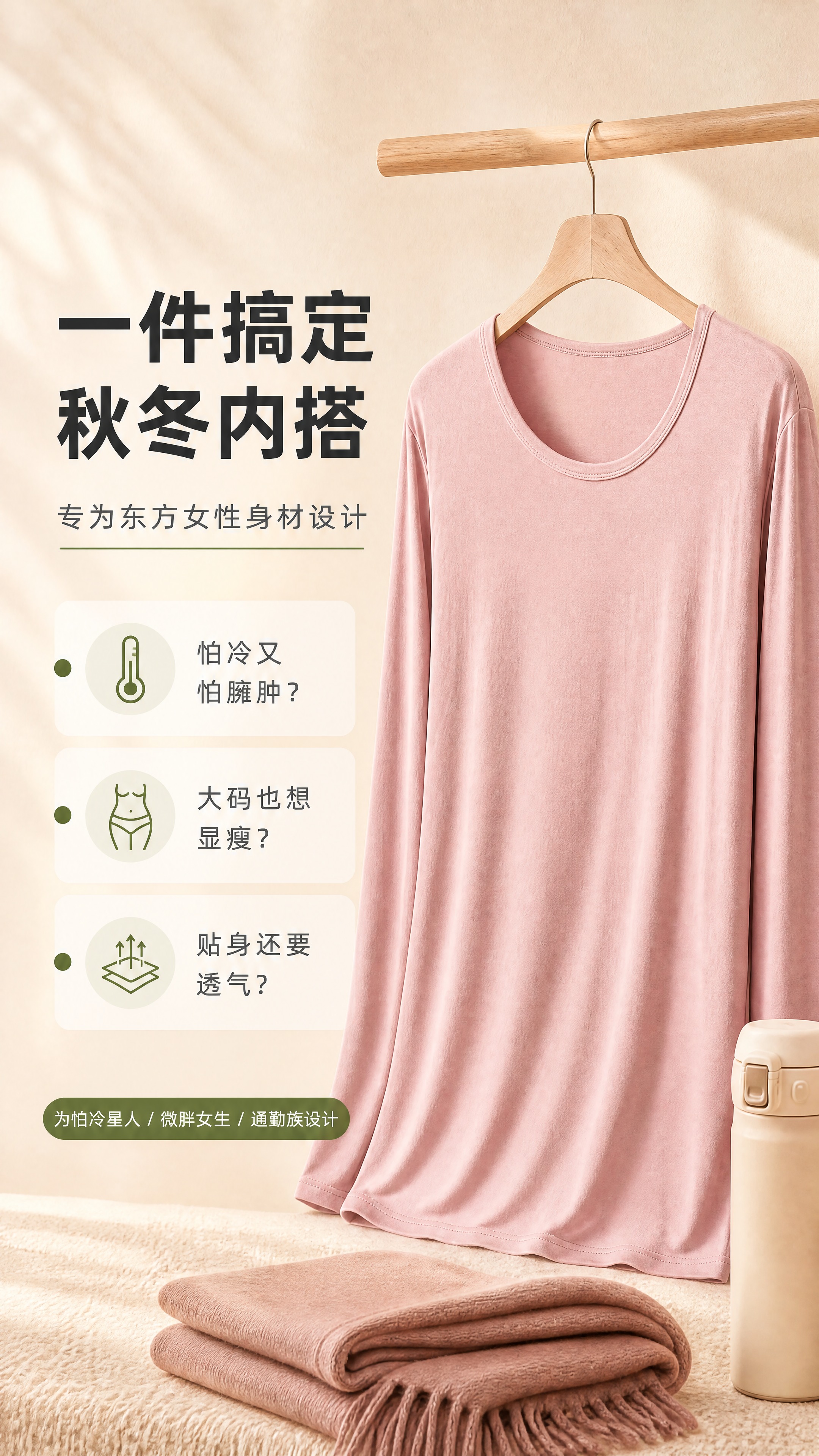 [商品] 使用【图1】豆沙粉色女士莫代尔秋衣；保留圆领、长袖、… - 图片创意预览