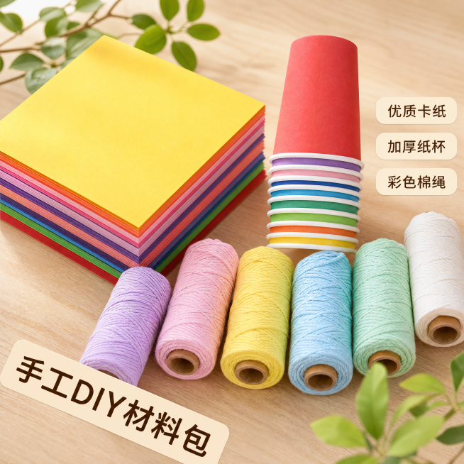 [主图-3] 清新日系风手工DIY材料包细节展示主图
[氛围风格] 清新自然日系氛围感，温暖治愈
[画质] 商业摄影质感，光线柔和通透，细节清晰真实，画面干净舒适
[元素] 微距特写展示整套材料的材质预览效果