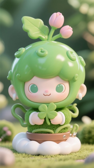 帮我再次生成由植被组成，身材矮小，可爱，ip预览效果