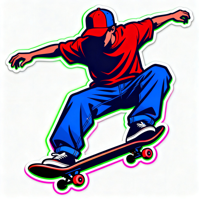 masterpiece, vector illustration, skateboarder silhouette, in dynamic ollie jumping pose, wearing ba预览效果