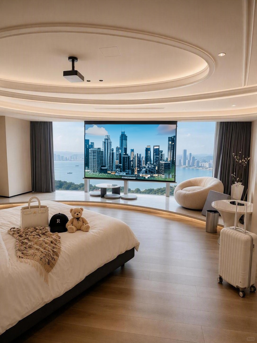 电视机里的画面换成高楼群立的城市夜景画面 - 图片创意预览