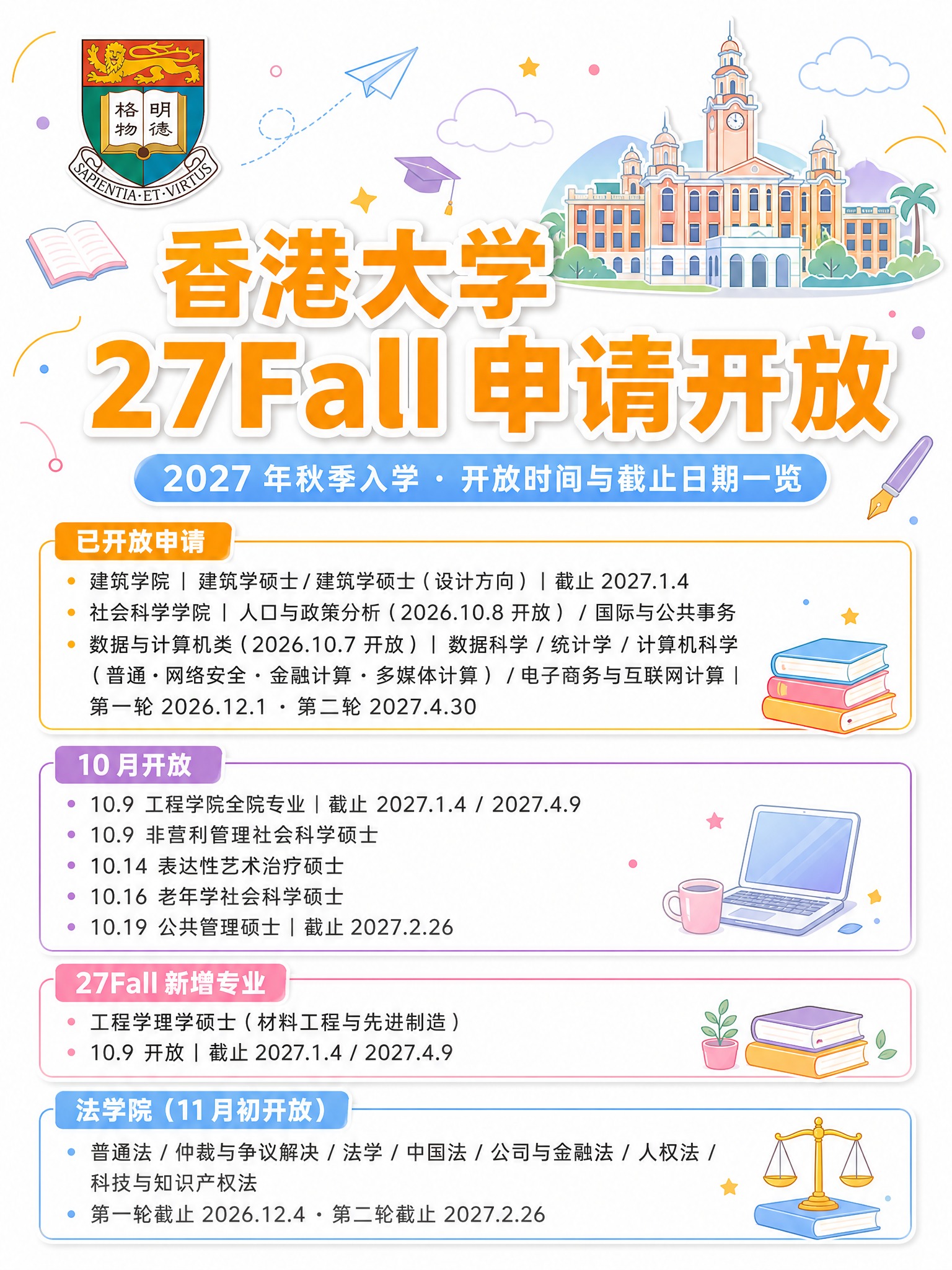 3:4 竖版留学信息海报，扁平插画风格，纯白背景，明亮清爽的低… - 图片创意预览
