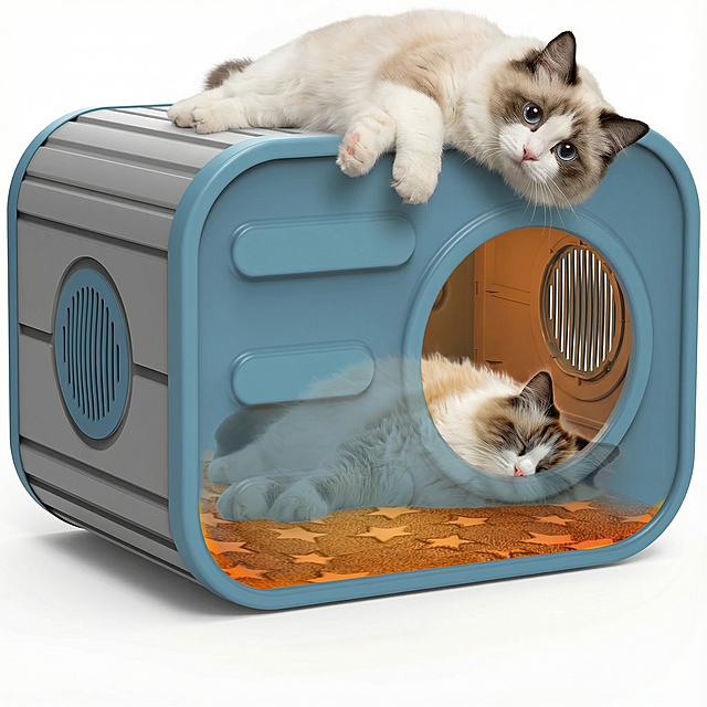 生成了顶部慵懒趴着圆眼布偶猫（爪垫粉嫩、好奇表情）的画面，整体干净通透，色调柔和温暖，质感符合高清商品展示图要求，背景为纯白无杂物。四张图，高清，4k