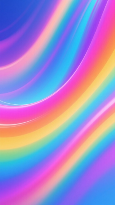 数字艺术风格的抽象渐变背景，以明亮鲜艳的彩虹色系为主色调，包含蓝、紫、粉、橙、黄等色彩的平滑过渡与融合，呈现出强烈的动感和流动感，色彩之间有柔和的边界模糊效果，整体画面充满活力与梦幻氛围，光线均匀且高光柔和，无明显光源方向，色彩分布呈现出斜向的色彩条纹趋势，整体视觉效果平滑细腻，具有现代感和装饰性。预览效果