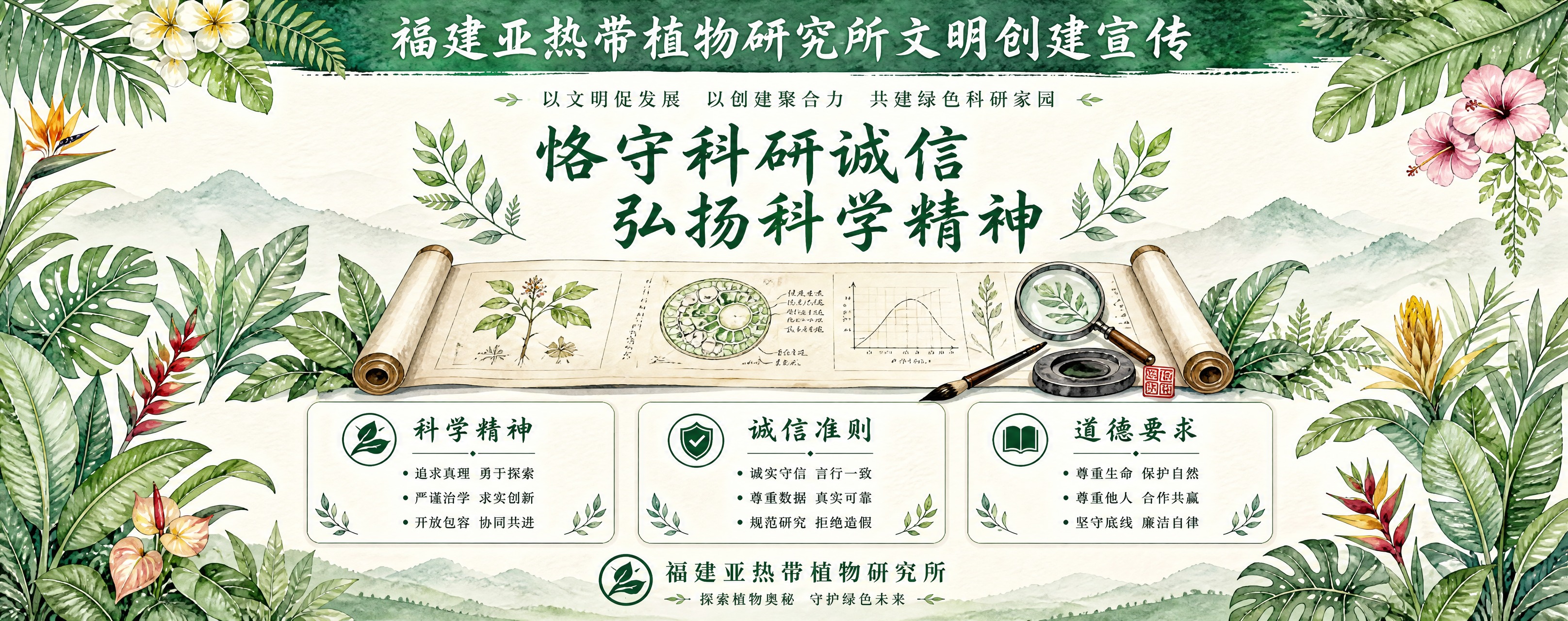 参考图中的水彩植物风格，统一使用水彩手绘质感、绿色系配色、热带… - 图片创意预览