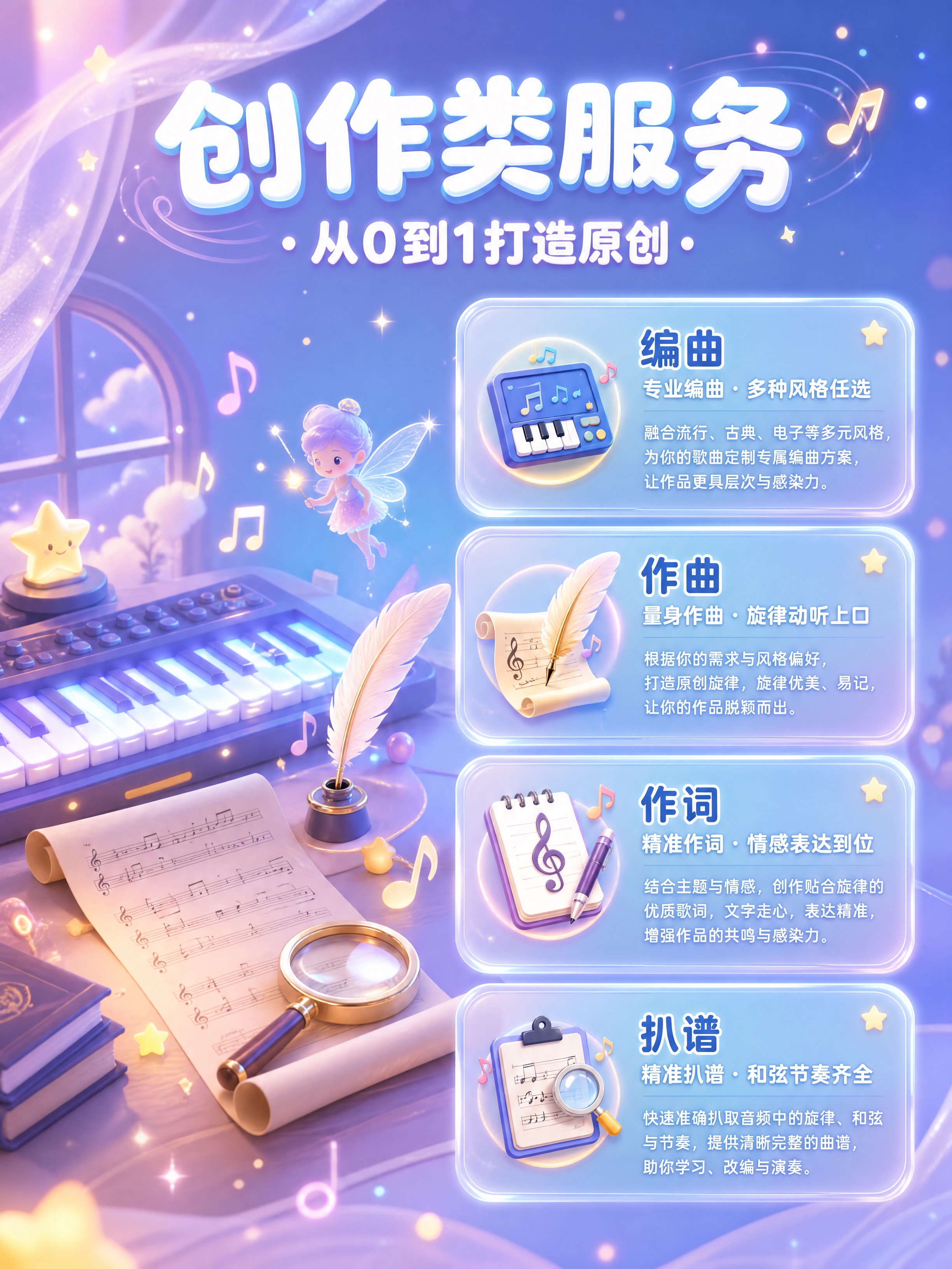 [商品] 使用【图1】音乐服务参考图，提取编曲、作曲、作词、扒… - 图片创意预览