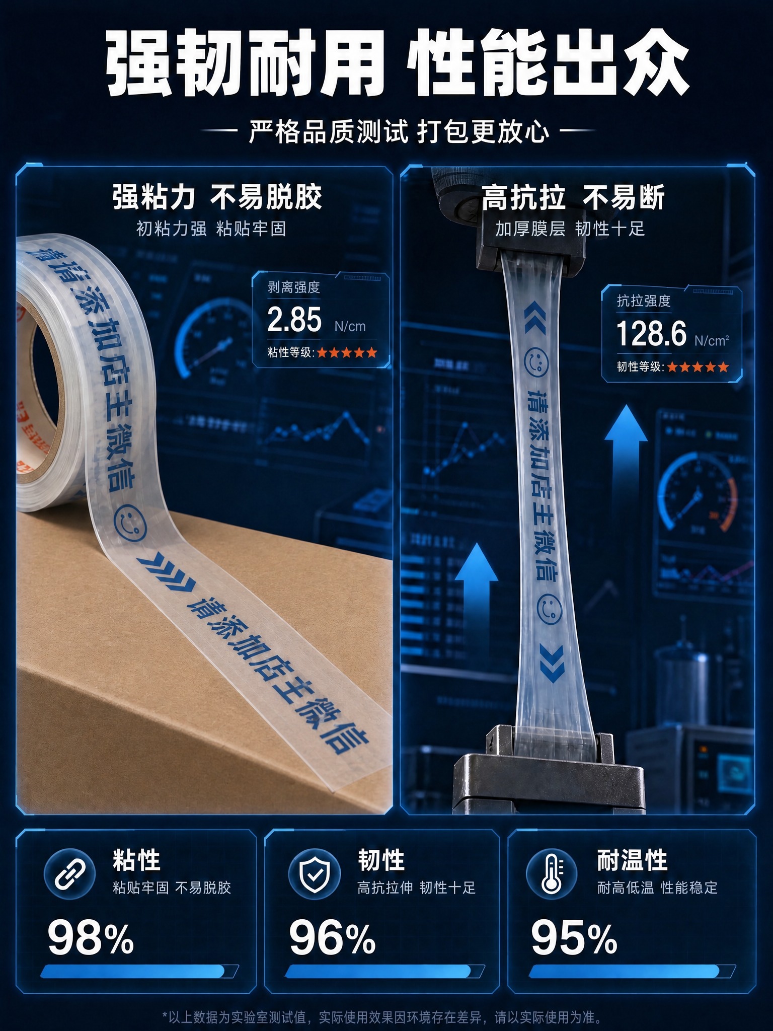 将图中左侧强粘力区域的胶带修改为平整粘贴在纸箱表面的效果，胶带… - 图片创意预览