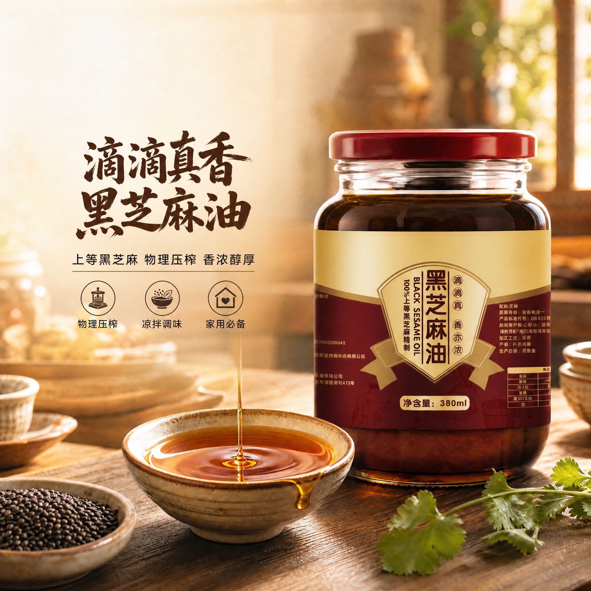 基于原图修改：1. 完全去除左上角的黑芝麻油徽章Logo部分，… - 图片创意预览