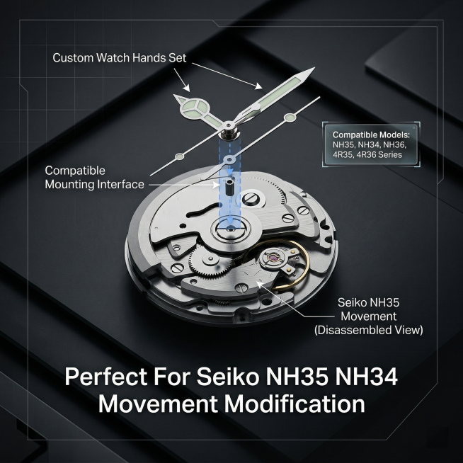 [Main Image 4] Modification Compatibility展示场景, Show the watch pointer matching with the NH35 movemen预览效果