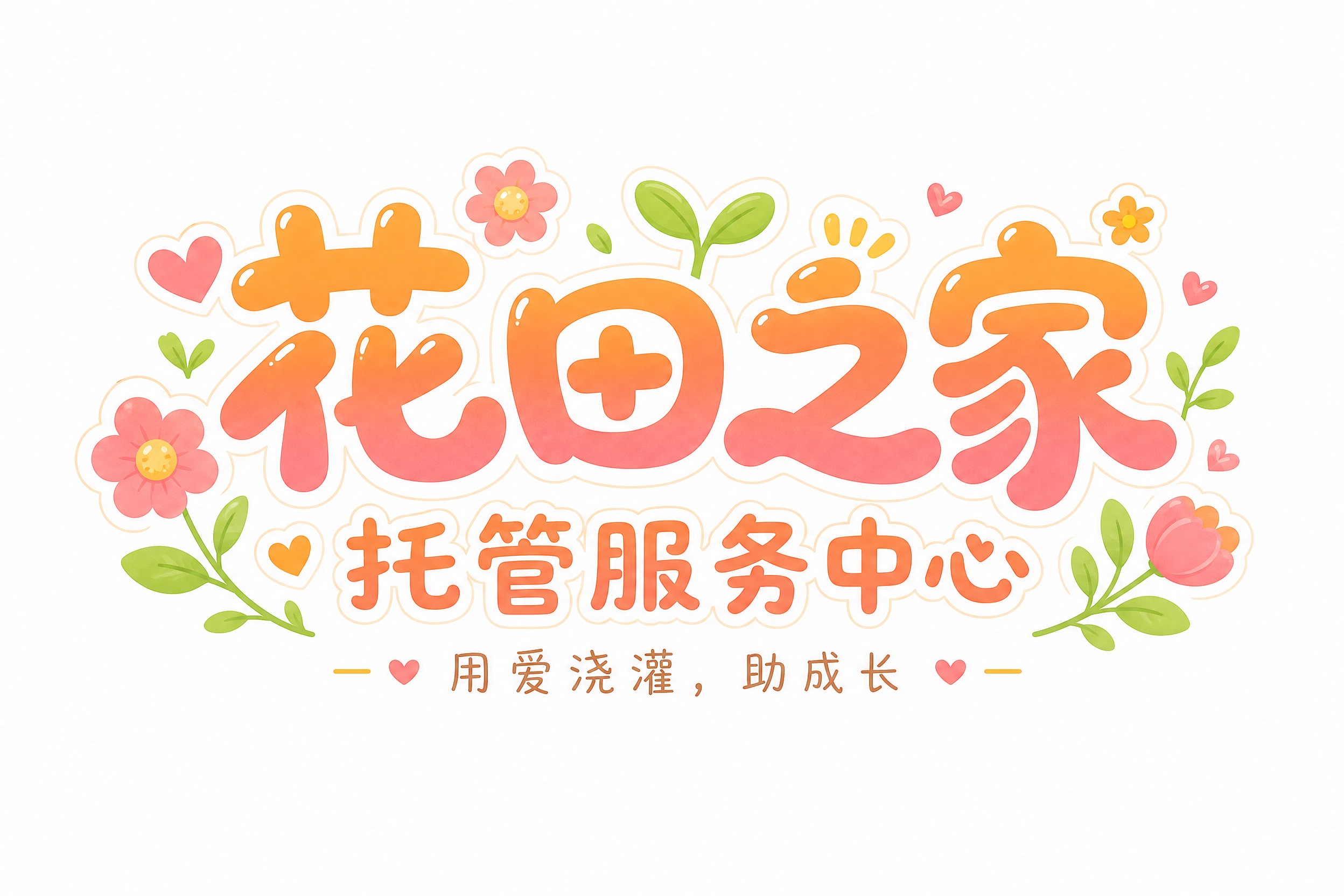 一个可爱温馨的托管机构logo贴纸设计，横版长方形构图，宽高比… - 图片创意预览