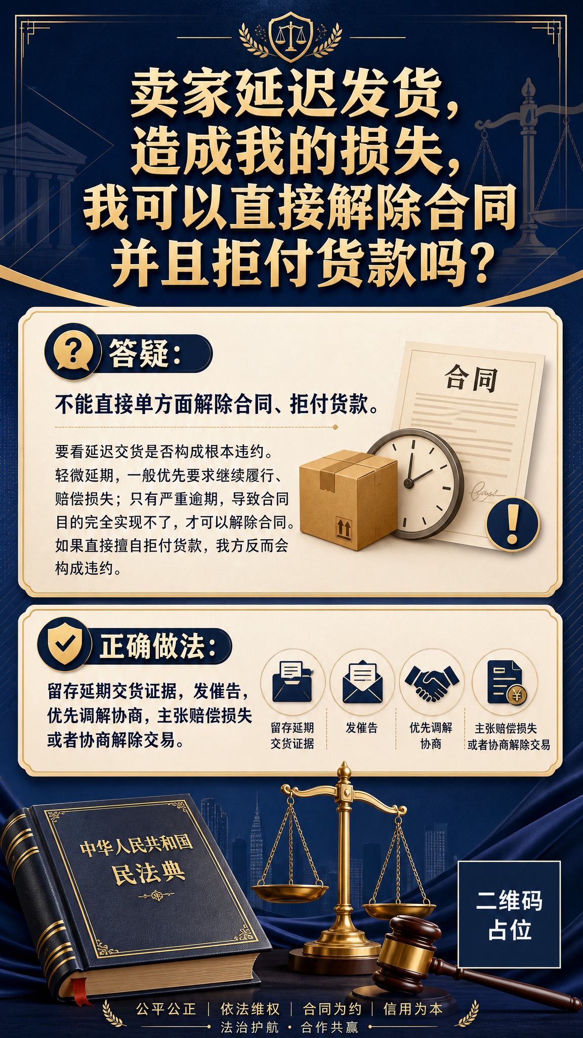 一张9:16竖版合同法律科普海报，整体风格庄重正式，体现公平公… - 图片创意预览