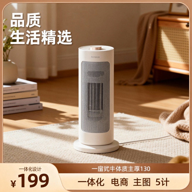场景化电商主图，产品居中视觉焦点，核心文案左上/左侧堆叠，底部通栏价格标签一体化边框设计，信息分层清晰。暖色调生活场景，柔和材质增强产品体验感与情感共鸣预览效果
