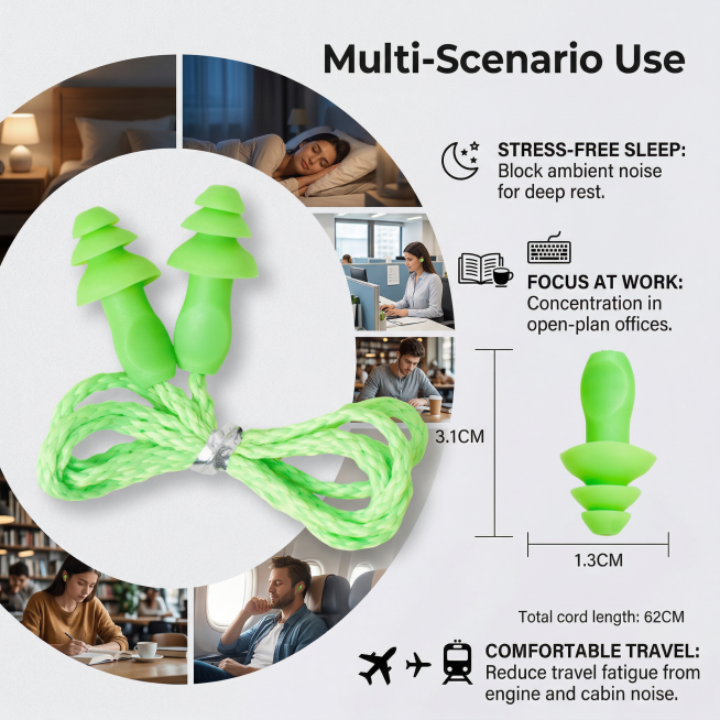 Keep the original green wired Christmas tree silicone earplugs completely unchanged, use slice effec预览效果