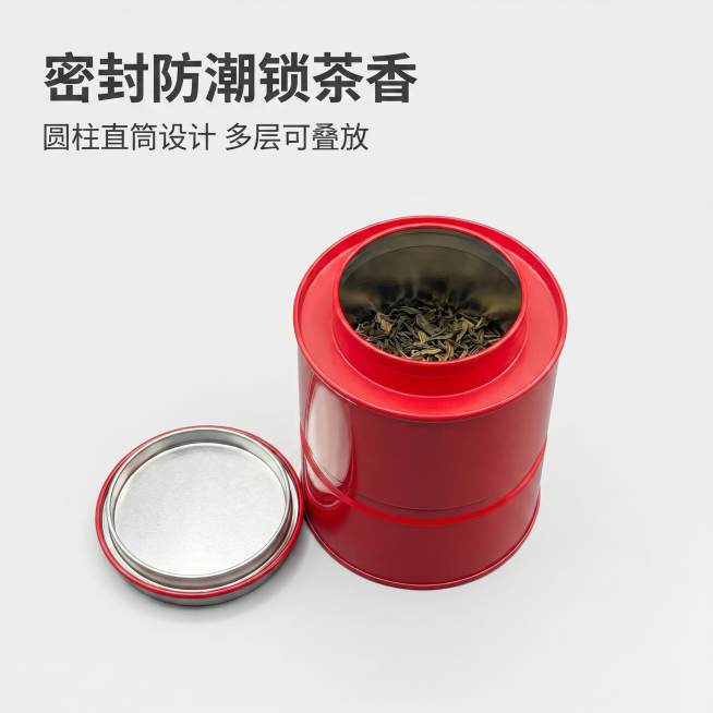 [主图 2] 展示叠叠罐可叠放结构与大容量收纳能力。[氛围风格] 简约干净的1688电商商业摄影风格，清新高级。[画质] 商业摄影质感、光线柔和通透、产品清晰真实、画面干净高级。[元素] 打开的红色叠预览效果