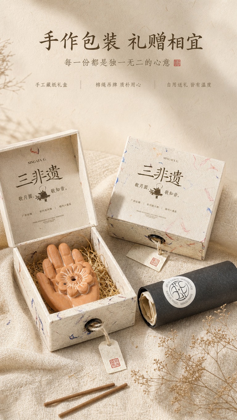 [商品] 使用【图1】两款手工纸盒包装 + 香插，使用【图2】… - 图片创意预览