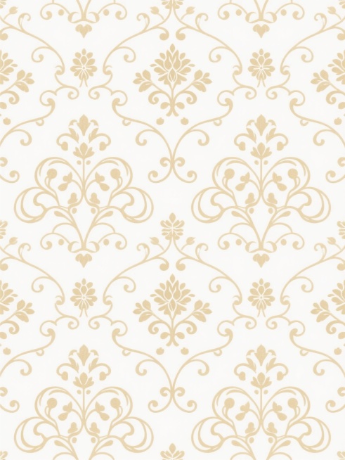 干净风格的欧式花纹无缝背景图案，白色背景上装饰着优雅的金色欧式卷草纹、花卉纹样，线条流畅细腻，图案排列整齐有序，整体呈现出古典、精致且和谐的视觉效果，适合作为背景用途。预览效果