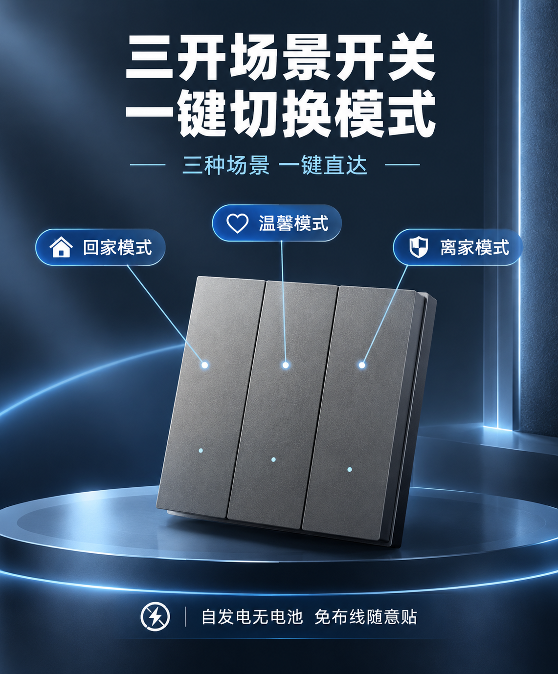 [详情页-11 三开开关展示] 三开无线开关产品展示图，淘宝详… - 图片创意预览