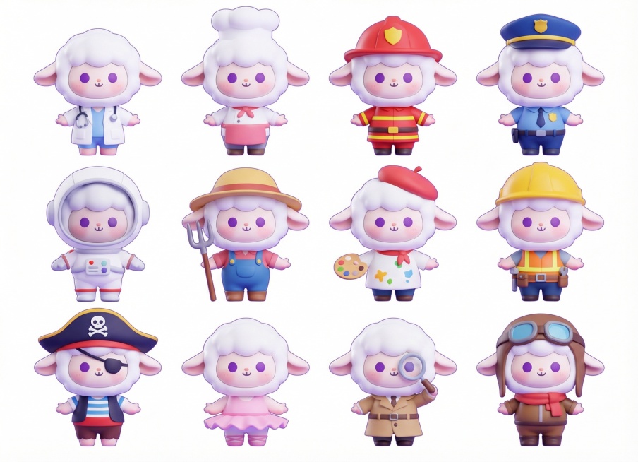 衍生儿童服装12套不同形象职业预览效果