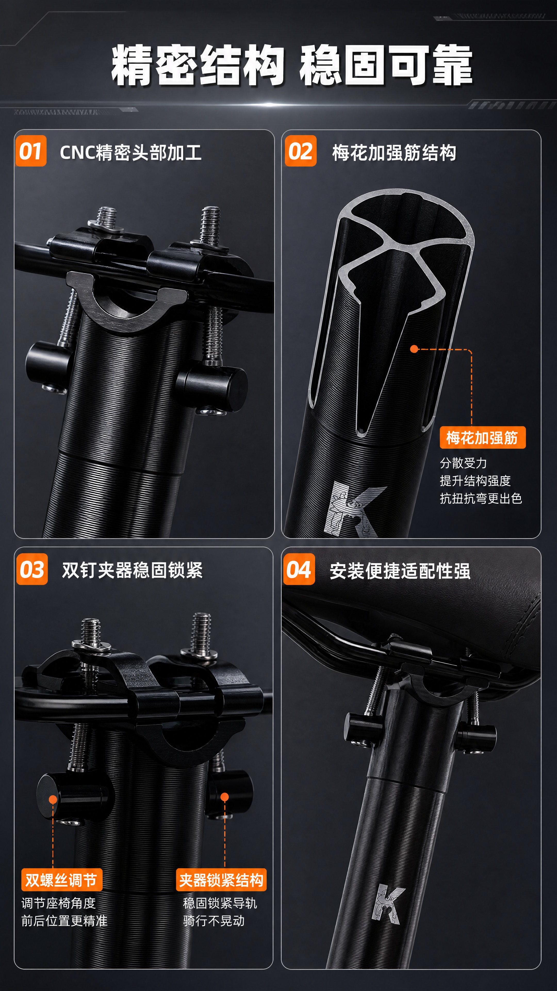 [商品] 使用【图9】黑色款座管头部夹器特写；保留CNC精密加… - 图片创意预览