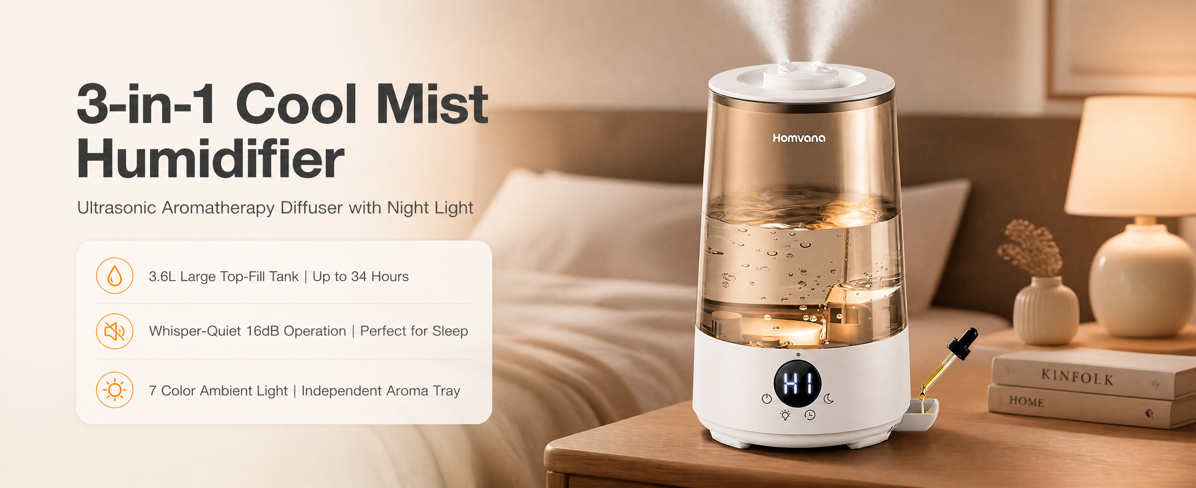 [商品] 使用【图1】Homvana三合一冷雾超声波加湿器；保… - 图片创意预览