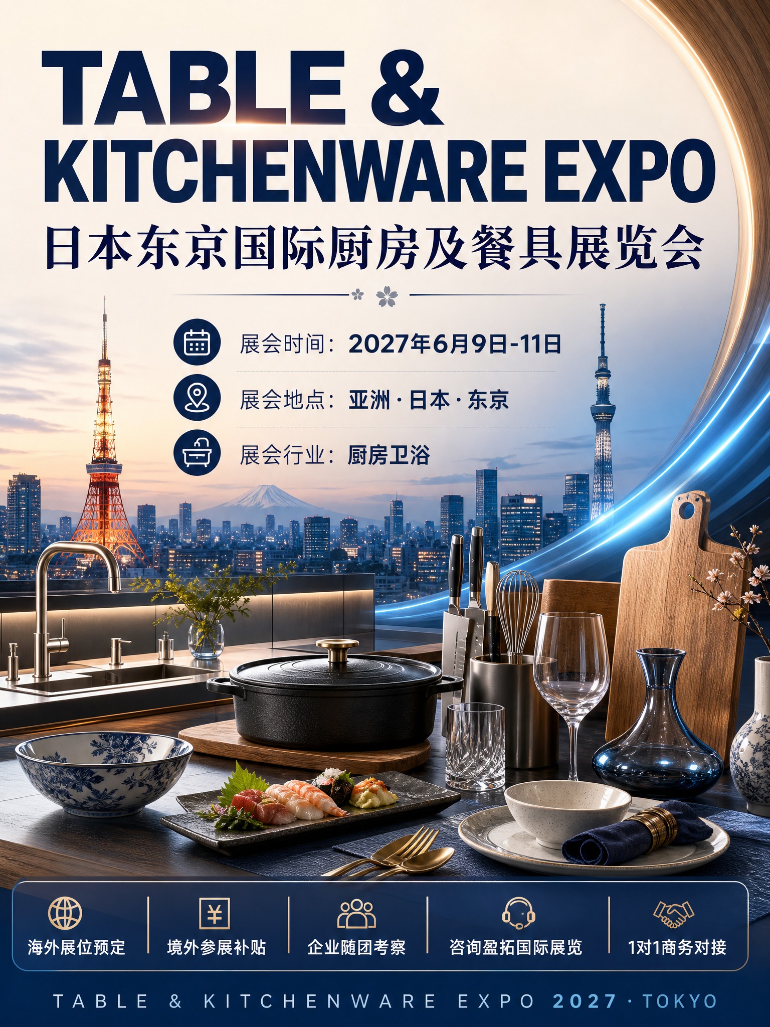 制作一张3:4竖版国际厨房及餐具展览会宣传海报，主题为日本东京… - 图片创意预览