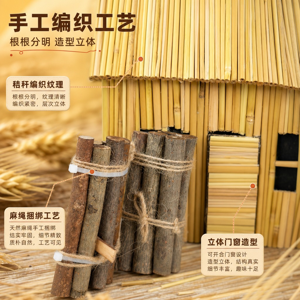 [商品] 使用【图3】稻草屋农夫院套装细节图；保留秸秆编织纹理… - 图片创意预览