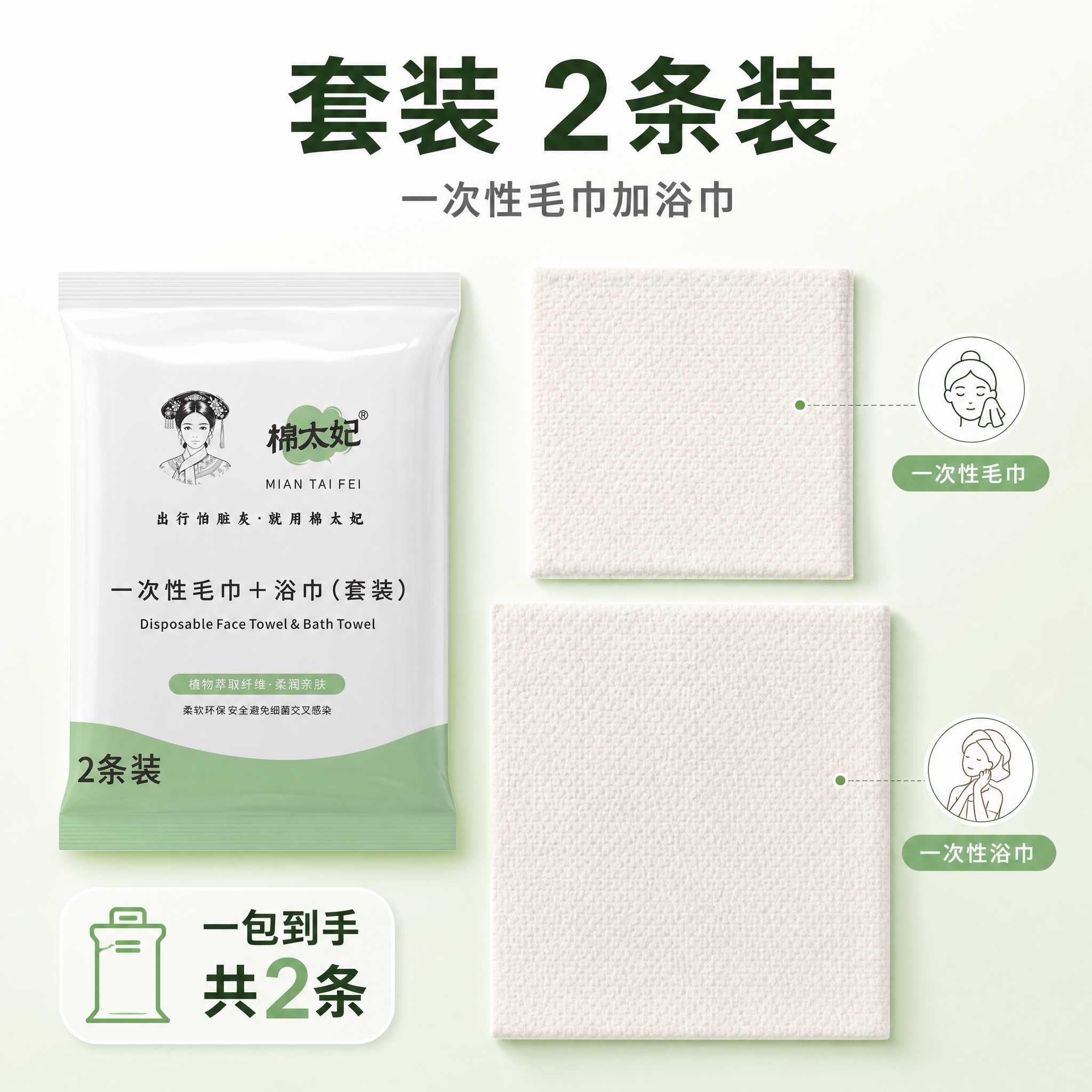 [主图-5] 棉太妃 一次性毛巾+浴巾（套装）规格与套餐决策… - 图片创意预览