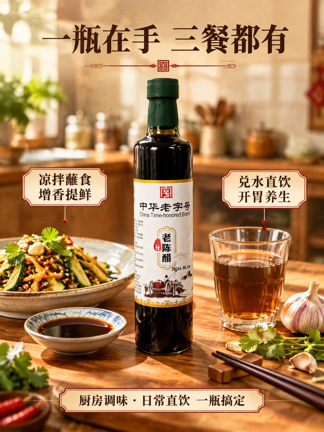 [商品] 使用【图4】锦港三年老陈醋玻璃瓶；保留深绿色瓶盖、深… - 图片创意预览