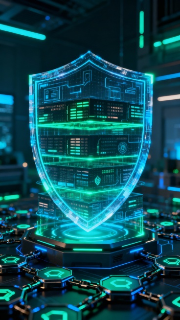 Crypto security technology background, encrypted data layers, digital shield structures, secure bloc预览效果