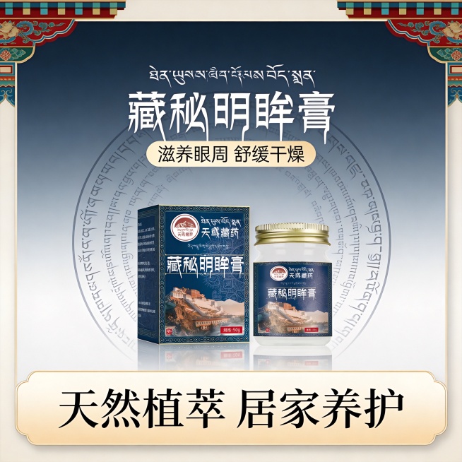 设计类型：正方形电商主图 800×800
设计风格：融合藏式传统民族风格与现代简约质感，以藏地文化符号为核心视觉语言，传递天然草本、传统藏医养护的产品调性，既保留民族文化的厚重底蕴，又符合当代审美与消预览效果
