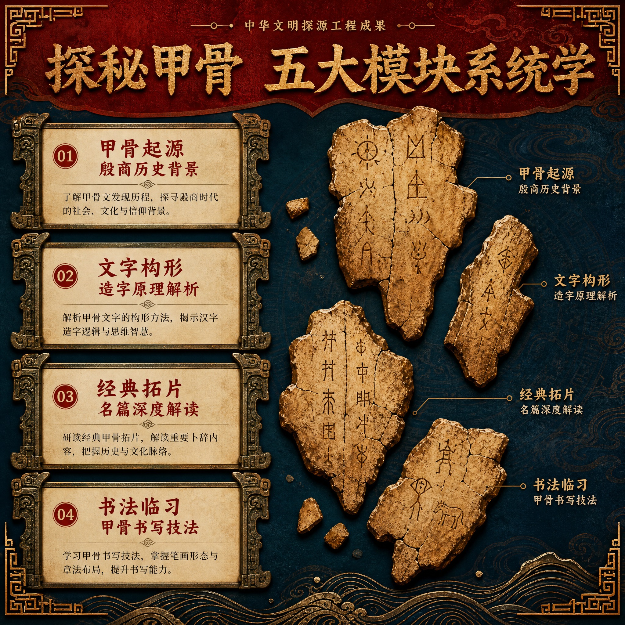 [主图-2] 课程亮点与内容结构 展示甲骨文课程的内容模块与学… - 图片创意预览