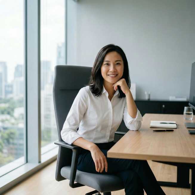 优化图片，更加凸显主卖品高级感通勤白衬衫，增强衬衫质感与细节展示，让衬衫的抗皱免烫、简约利落的特质更突出，背景保持浅灰色极简办公空间不变，进一步虚化背景突出衬衫主体预览效果