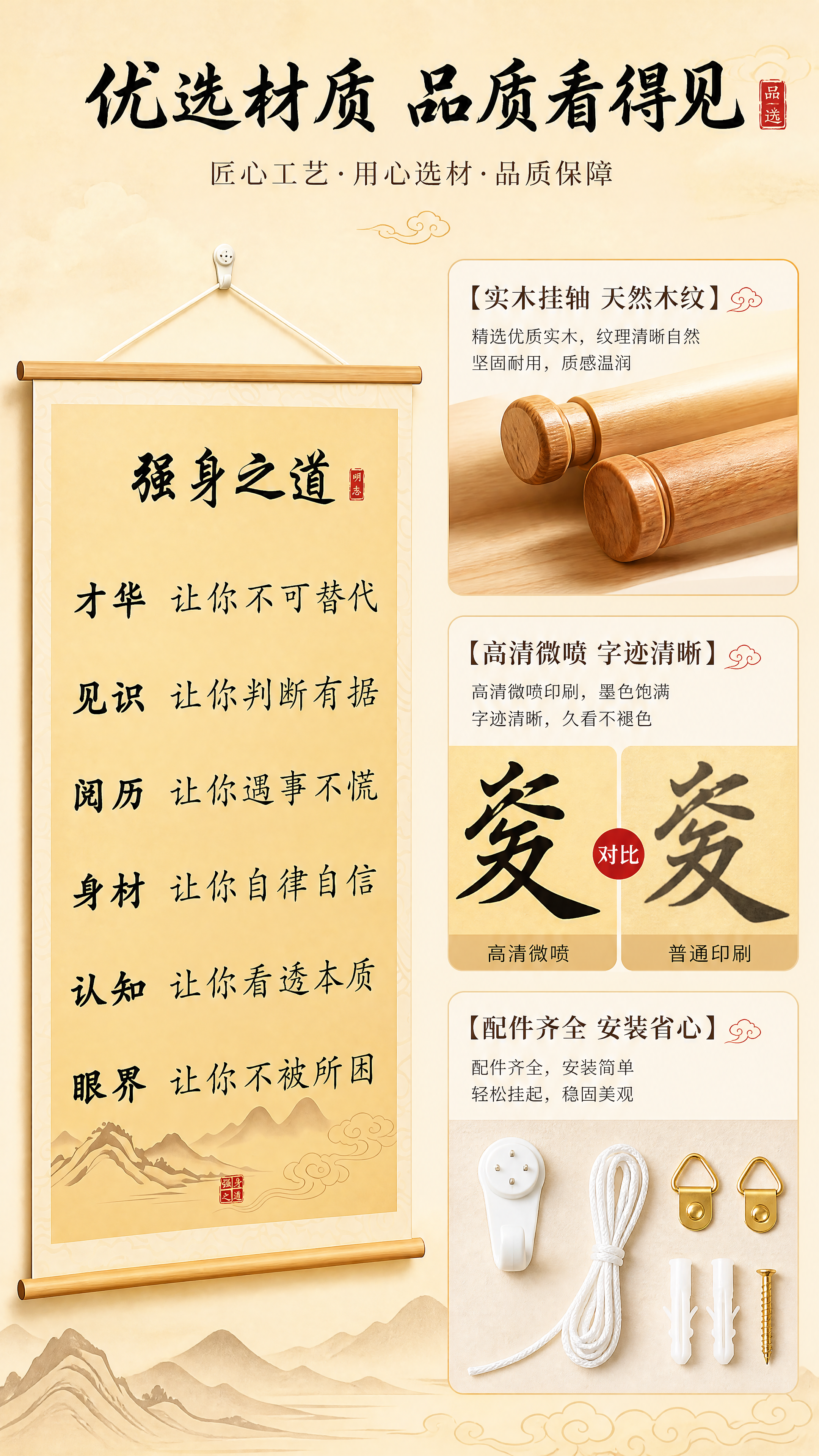 [商品] 使用【图1】强身之道励志书法挂轴；保留挂轴整体结构、… - 图片创意预览