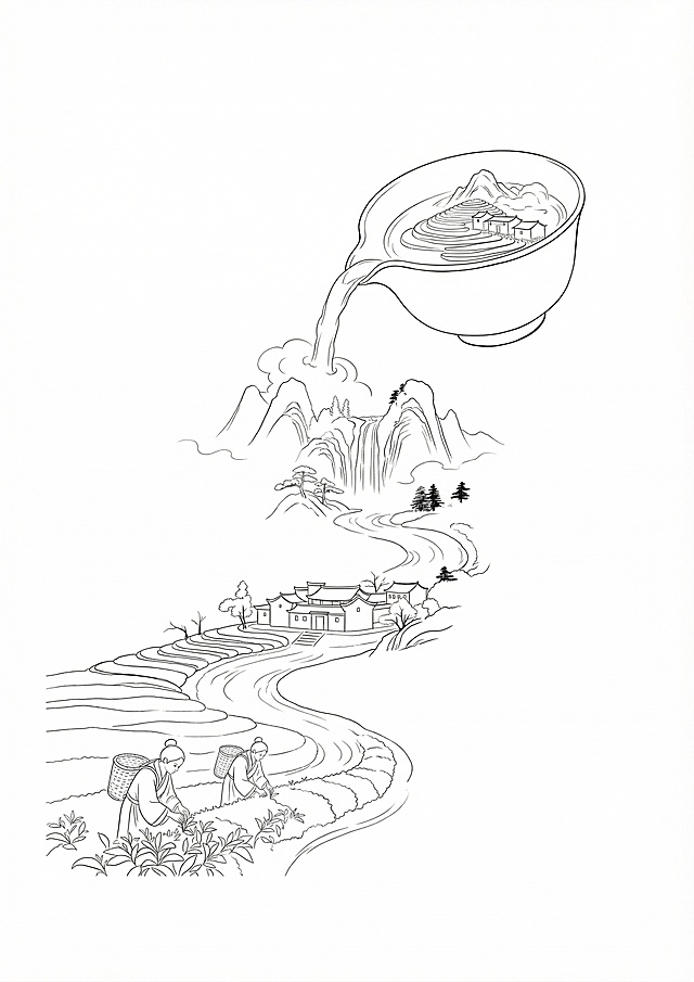 将这张图片转换为清晰干净的黑边线稿，保留完整构图与所有轮廓细节，去除所有色彩填充，只保留线条
