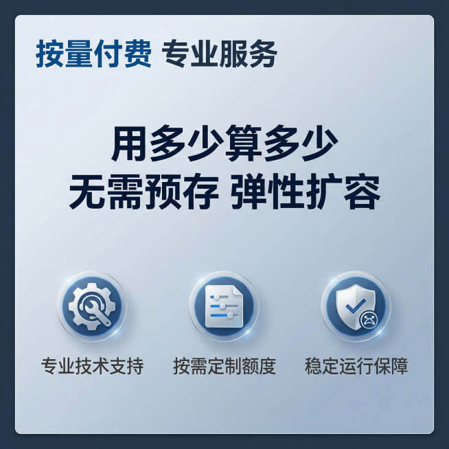 [主图 5] 大模型API Token服务按量付费与服务承诺
[氛围风格] 现代科技简约风格，专业严谨，信任感强
[画面元素] 商业摄影质感，光线柔和通透，产品清晰真实，画面干净高级。内容区域外围增加预览效果