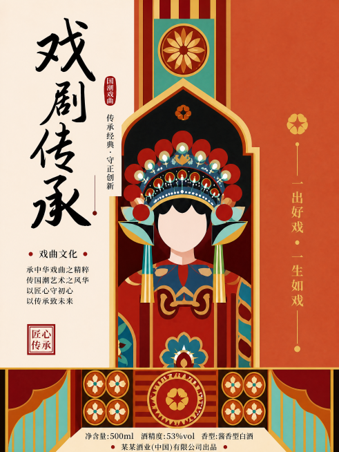 移除图片四周所有虚线裁剪线，保留所有原始设计内容、国潮戏曲风格、文字信息和配色不改变，只去除裁剪线，其他内容保持完全不变预览效果