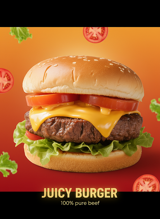 现代简约3D风，液态奶酪轻拟物设计，清新感十足的汉堡创意展示。