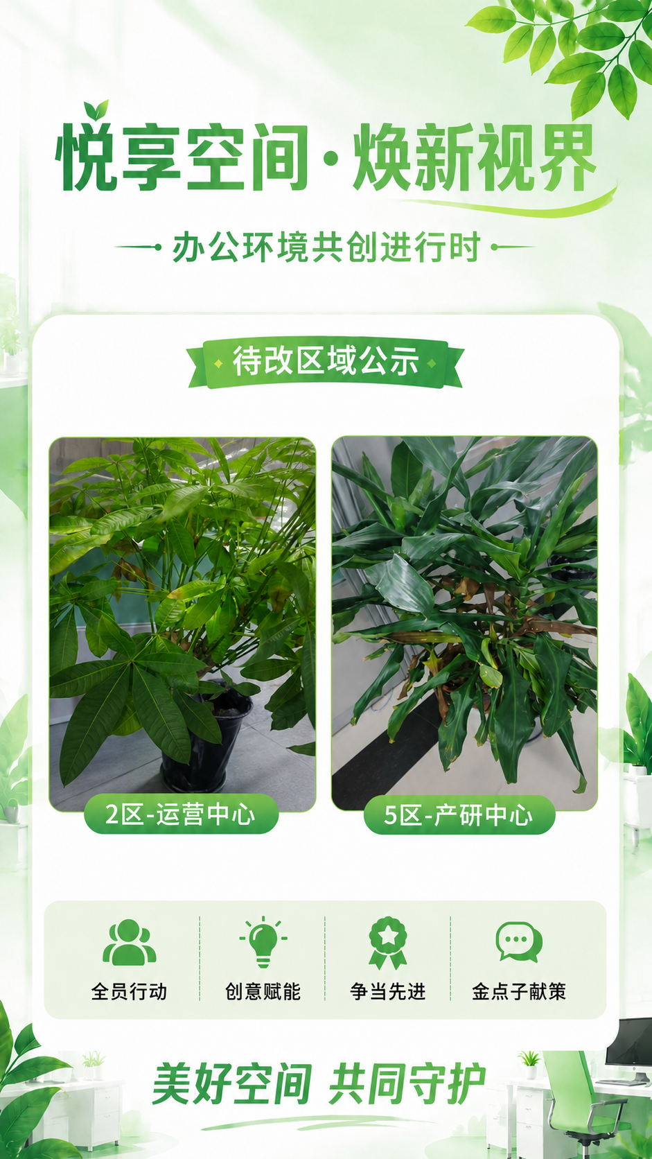 基于参考海报的整体版式、绿色清新风格和所有文字布局结构，将中间… - 图片创意预览
