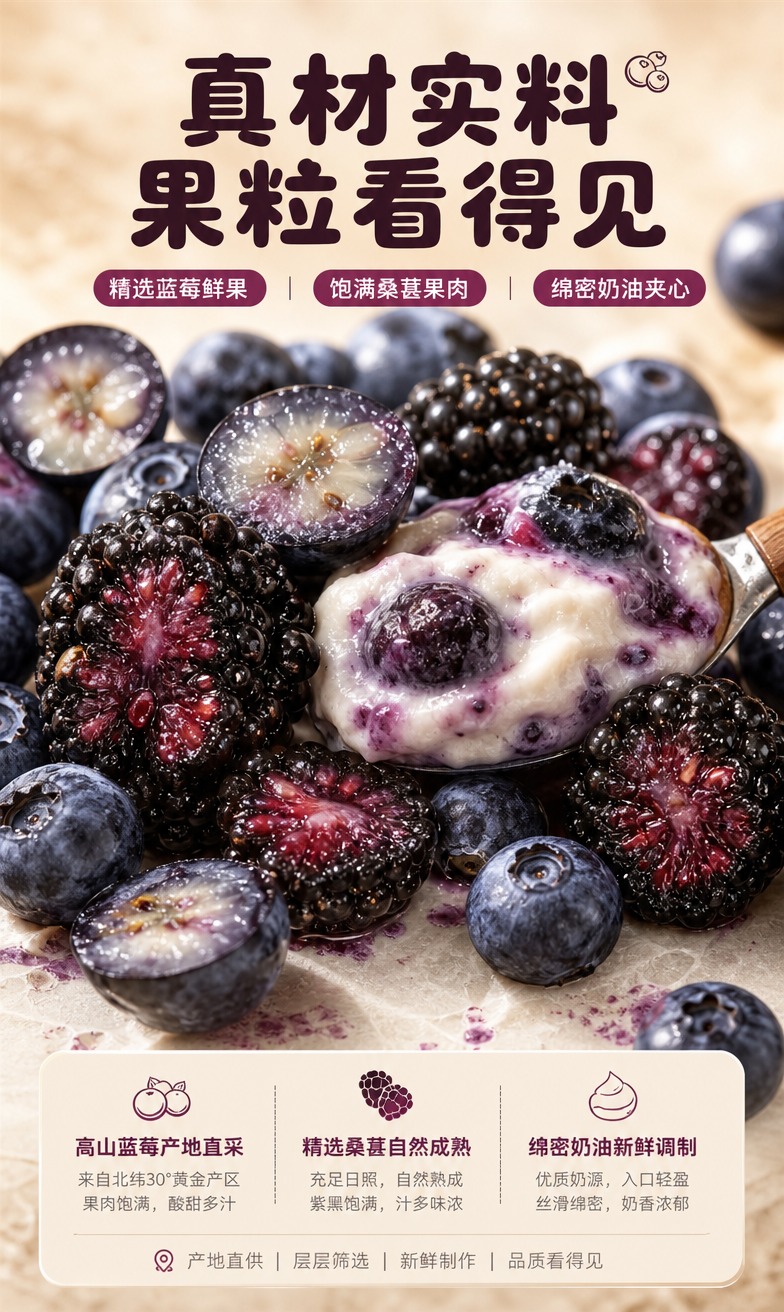 [商品] 使用【图1】蓝莓桑葚软欧面包的夹心部分作为原料展示参… - 图片创意预览