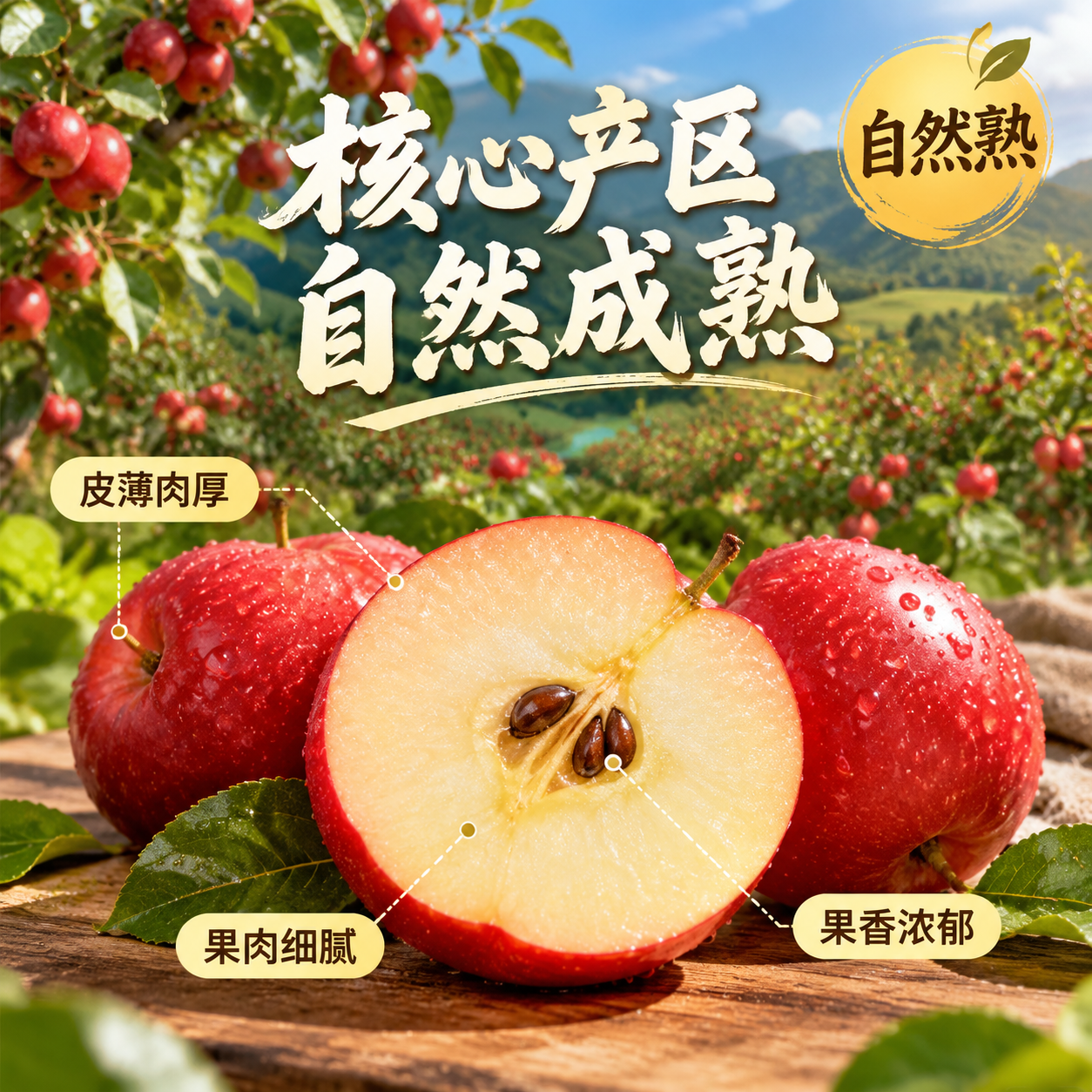 [主图-2] 核心亮点与溯源 产地信任主题。展示海棠果的产地优… - 图片创意预览