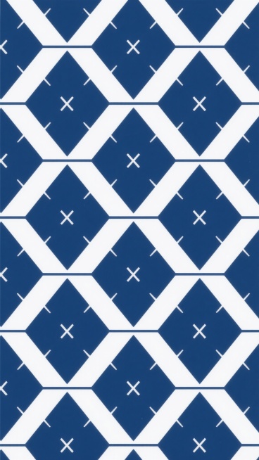 几何菱形无缝背景图案，由大小一致的菱形单元重复排列构成，菱形内部填充深蓝色，菱形之间的间隙为白色，每个深蓝色菱形中心有一个小型的白色十字交叉线条装饰，整体呈现出简洁、对称、规律的现代设计风格，色彩对比鲜明，视觉层次清晰，适合作为背景使用。预览效果