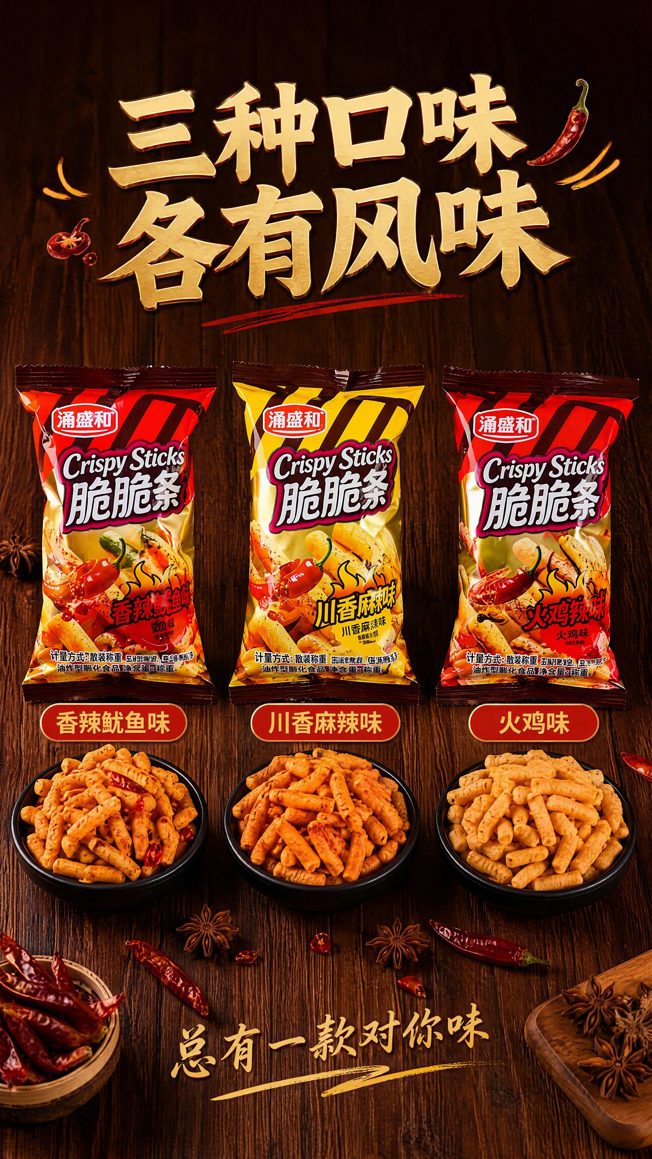 [第3张] 口味矩阵展示-脆脆条三种口味全家福对比页。本张使用… - 图片创意预览