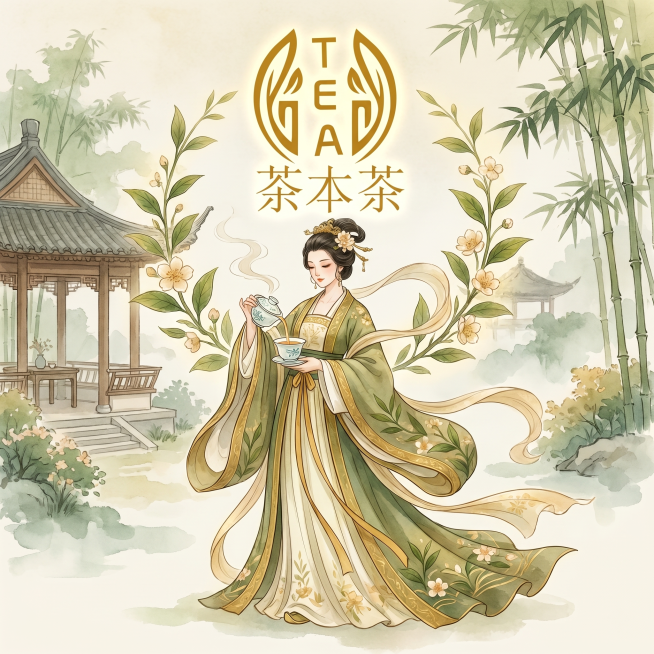 根据参考logo设计，生成一个茶类IP形象，以茶为主题，风格优雅清新，体现茶文化的东方韵味，保留茶本茶和TEA的文字设计元素预览效果