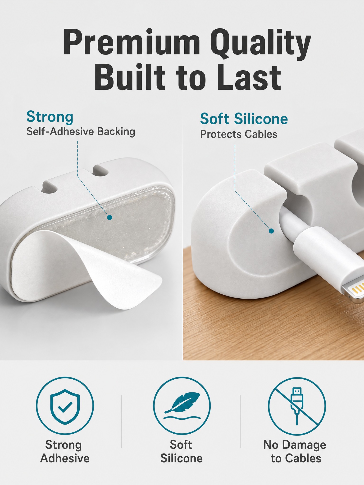 [主图-4] 7 Pack Cable Clips White… - 图片创意预览